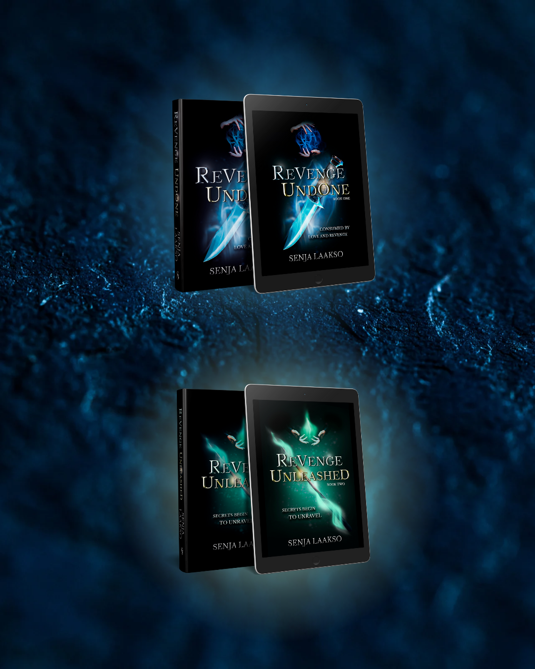 Revenge Undone dark fantasy book with romance and action in a photo with notebooks